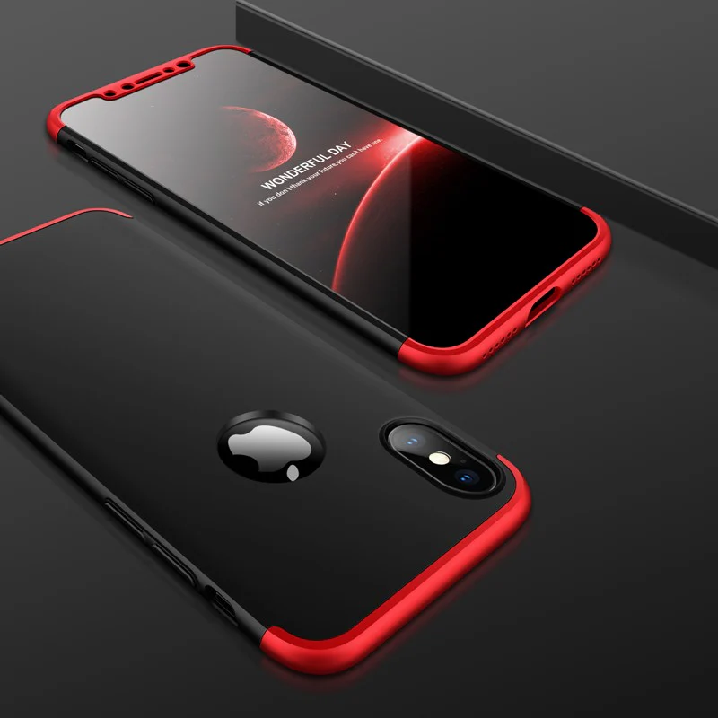 FCK® Apple iPhone X / XS 3-in-1 360 Series PC Case Dual-Colour Finish Ultra-thin Slim Front Case + Back Cover