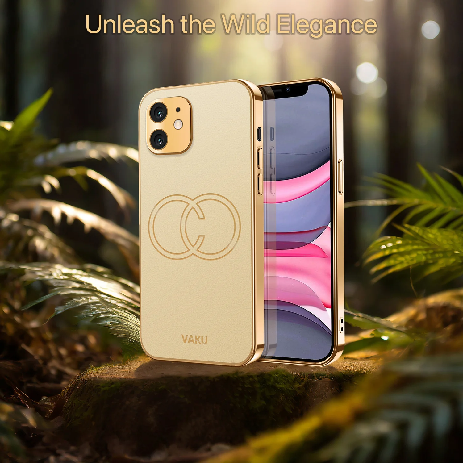 VakuĀ® Apple iPhone 11 Skylar Leather Pattern Gold Electroplated Soft TPU Back Cover - Image 13