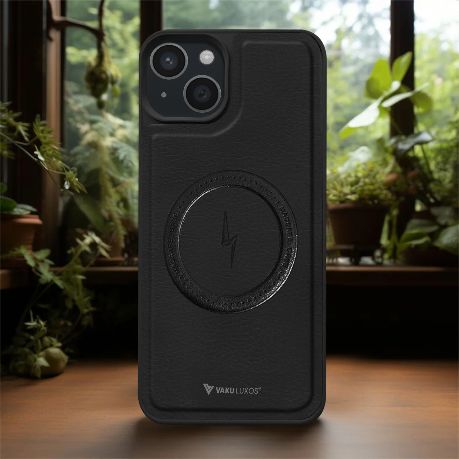 Vaku ® Apple iPhone 15 Maxtron Leather Stitched Magnetic Magsafe Back Cover - Image 14