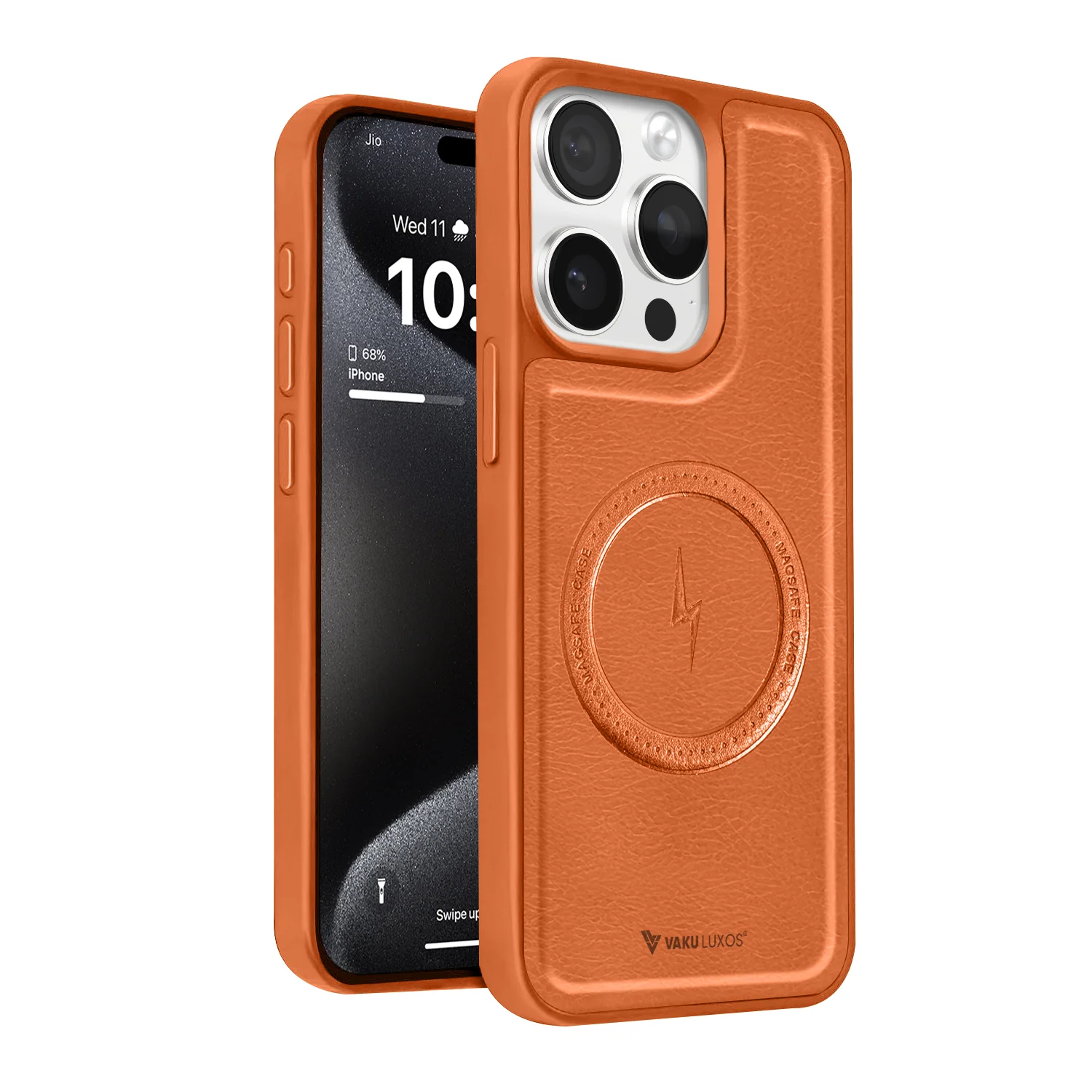 Vaku ® Apple iPhone 15 Pro Max Maxtron Leather Stitched Magnetic Magsafe Back Cover