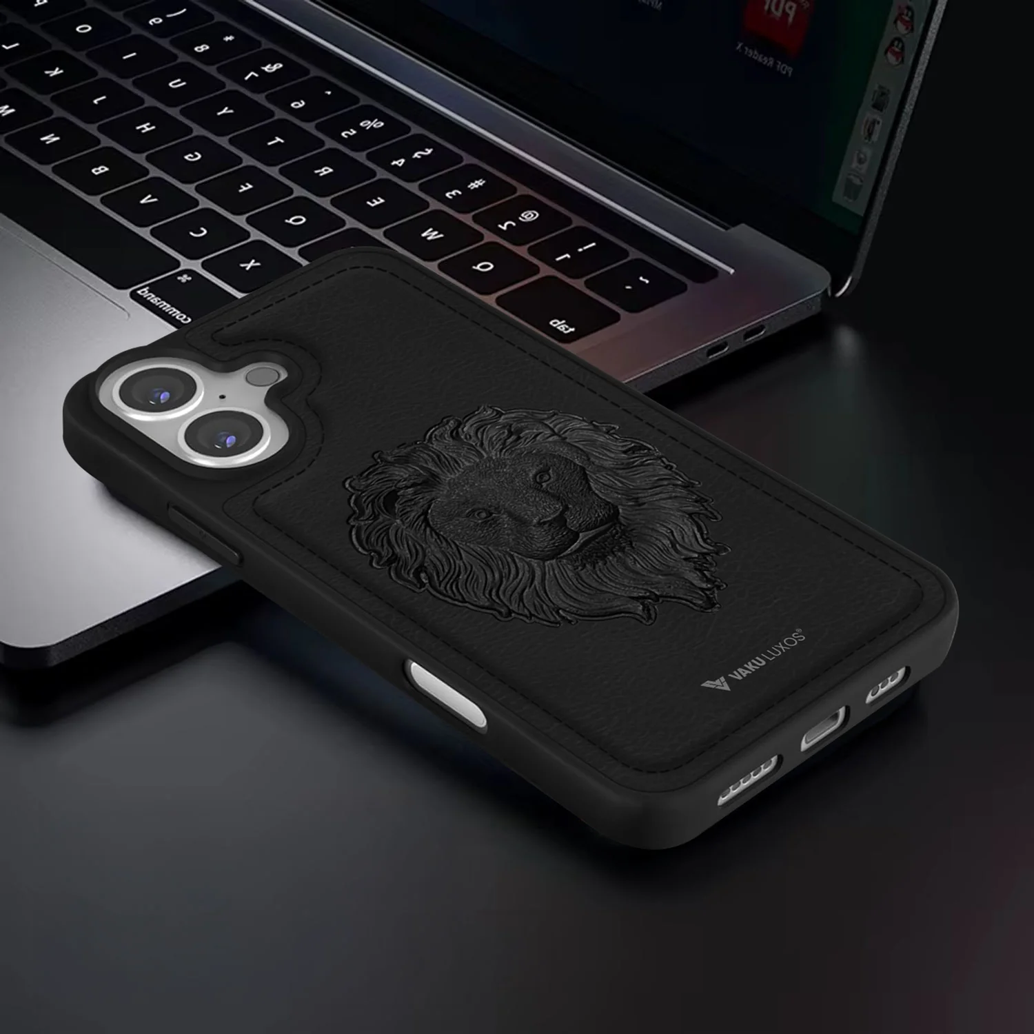 Vaku ® Apple iPhone 16 Lion Embossed Luxury Designer Leather Back Cover - Image 12