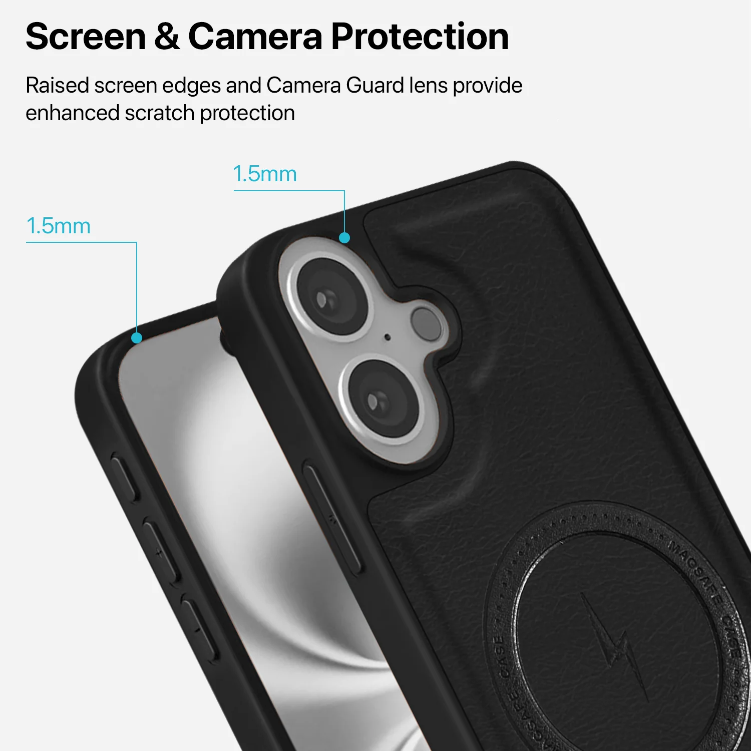 Vaku ® Apple iPhone 16 Maxtron Leather Stitched Magnetic Magsafe Back Cover - Image 4