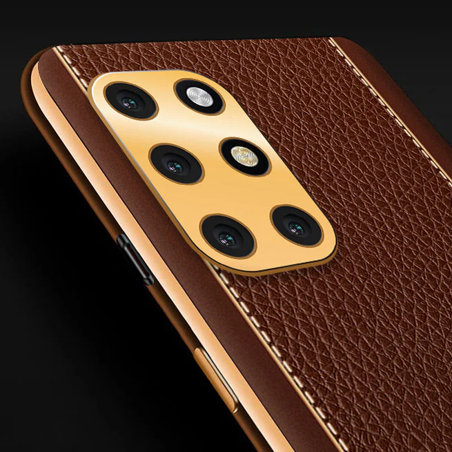 VakuĀ® OnePlus 8T Luxemberg Leather Stitched Gold Electroplated Soft TPU Back Cover - Image 2