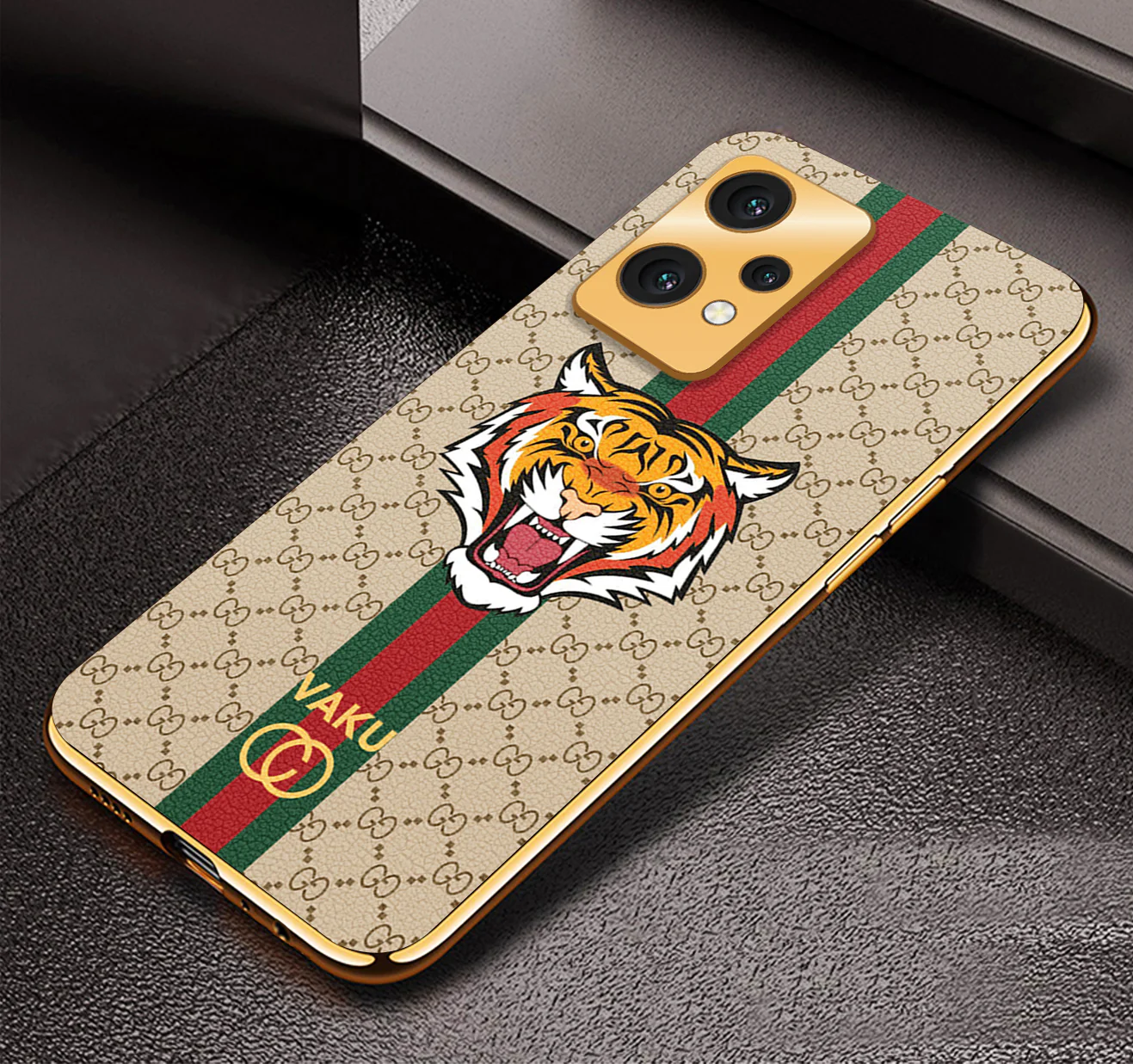 VakuĀ® OnePlus Nord CE 2 Lite 5G Lynx Designer Leather Pattern Gold Electroplated Soft TPU Back Cover Case