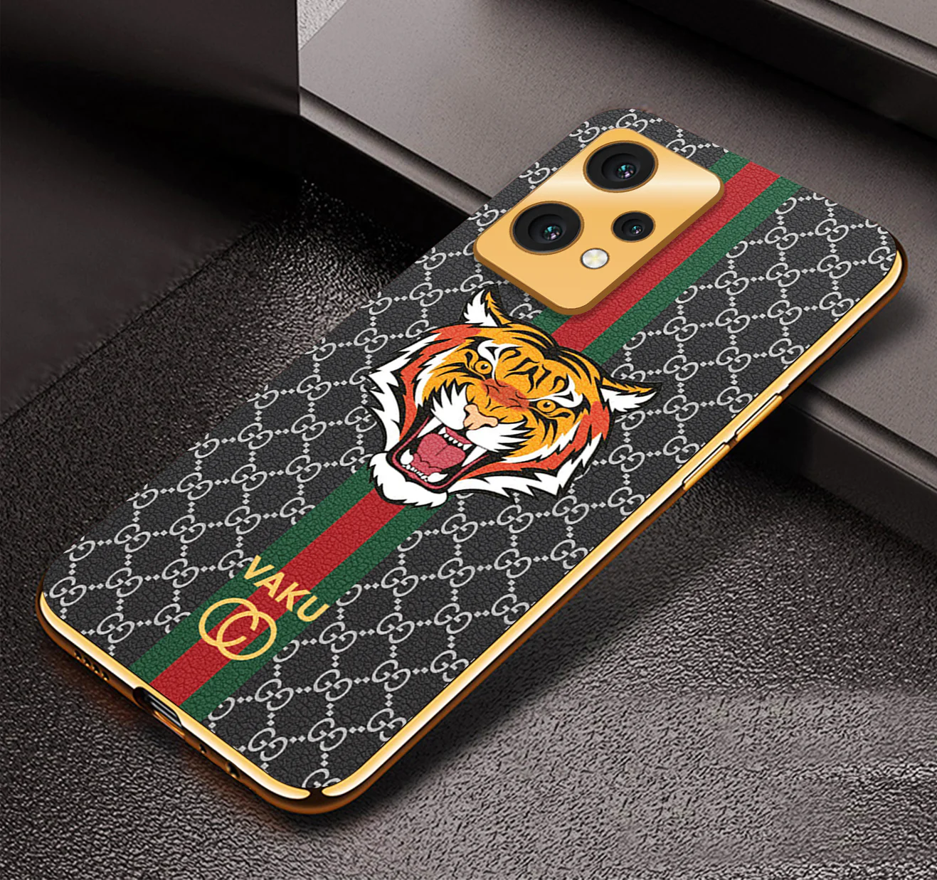 VakuĀ® OnePlus Nord CE 2 Lite 5G Lynx Designer Leather Pattern Gold Electroplated Soft TPU Back Cover Case - Image 2