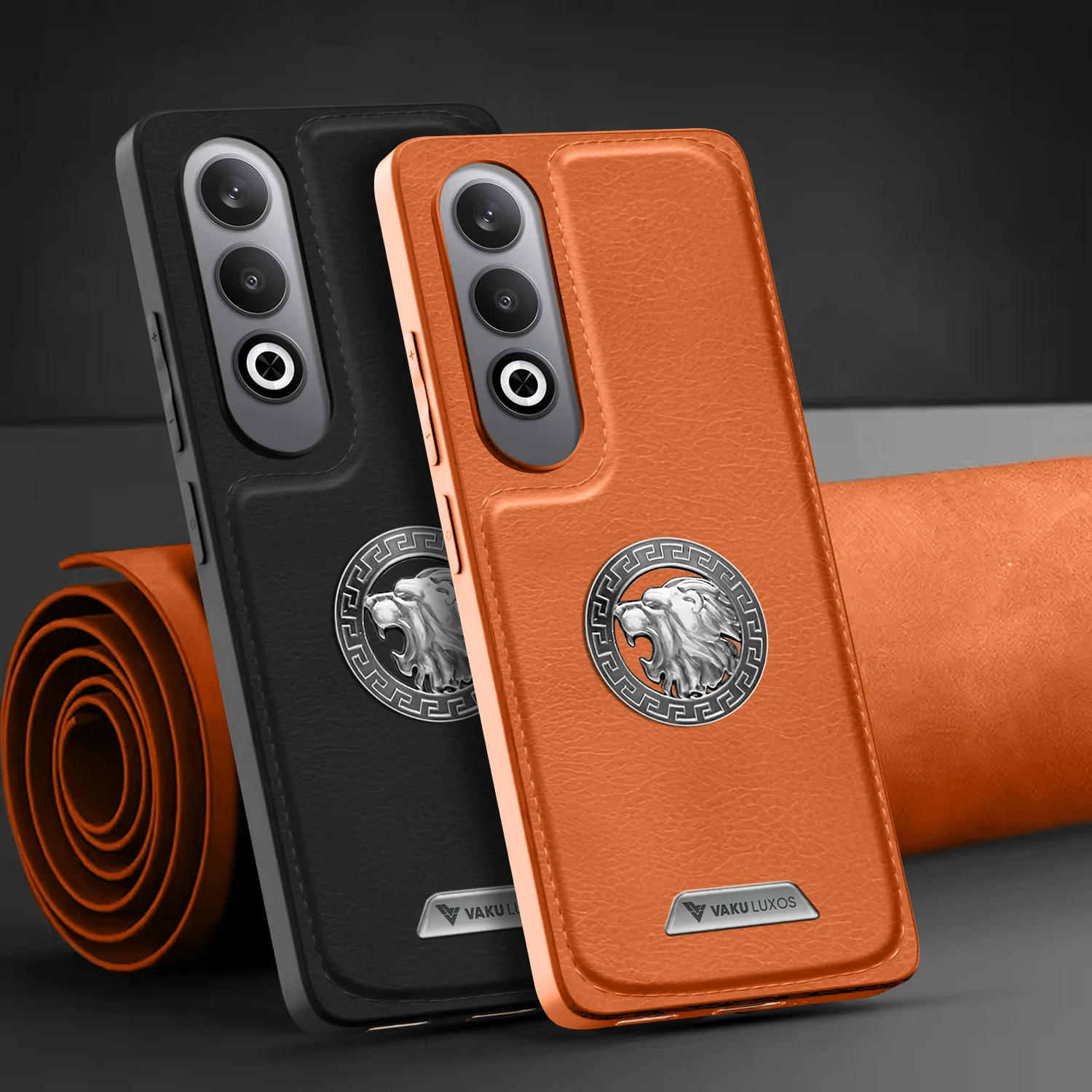 Vaku ® OnePlus Nord CE4 Regal Shield Metal Lion Engraved Leather Back Cover - Image 10