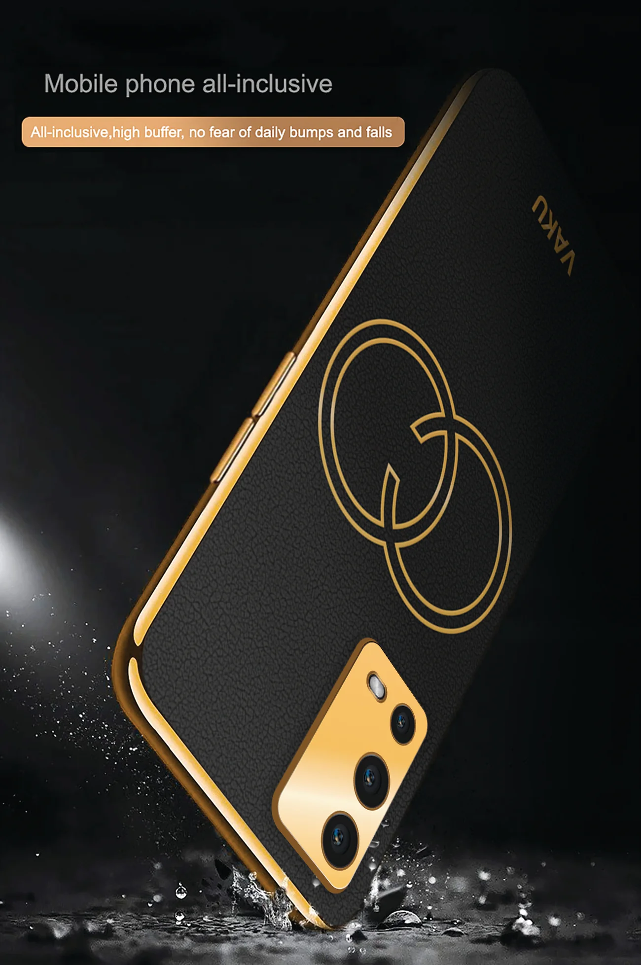 VakuĀ® Oppo A55 Skylar Leather Pattern Gold Electroplated Soft TPU Back Cover - Image 6