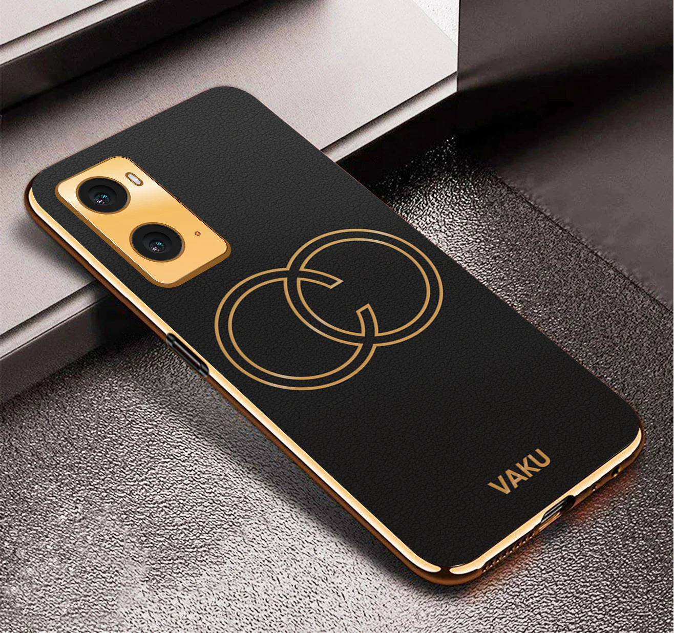 VakuĀ® Oppo A76 4G Skylar Leather Pattern Gold Electroplated Soft TPU Back Cover - Image 7