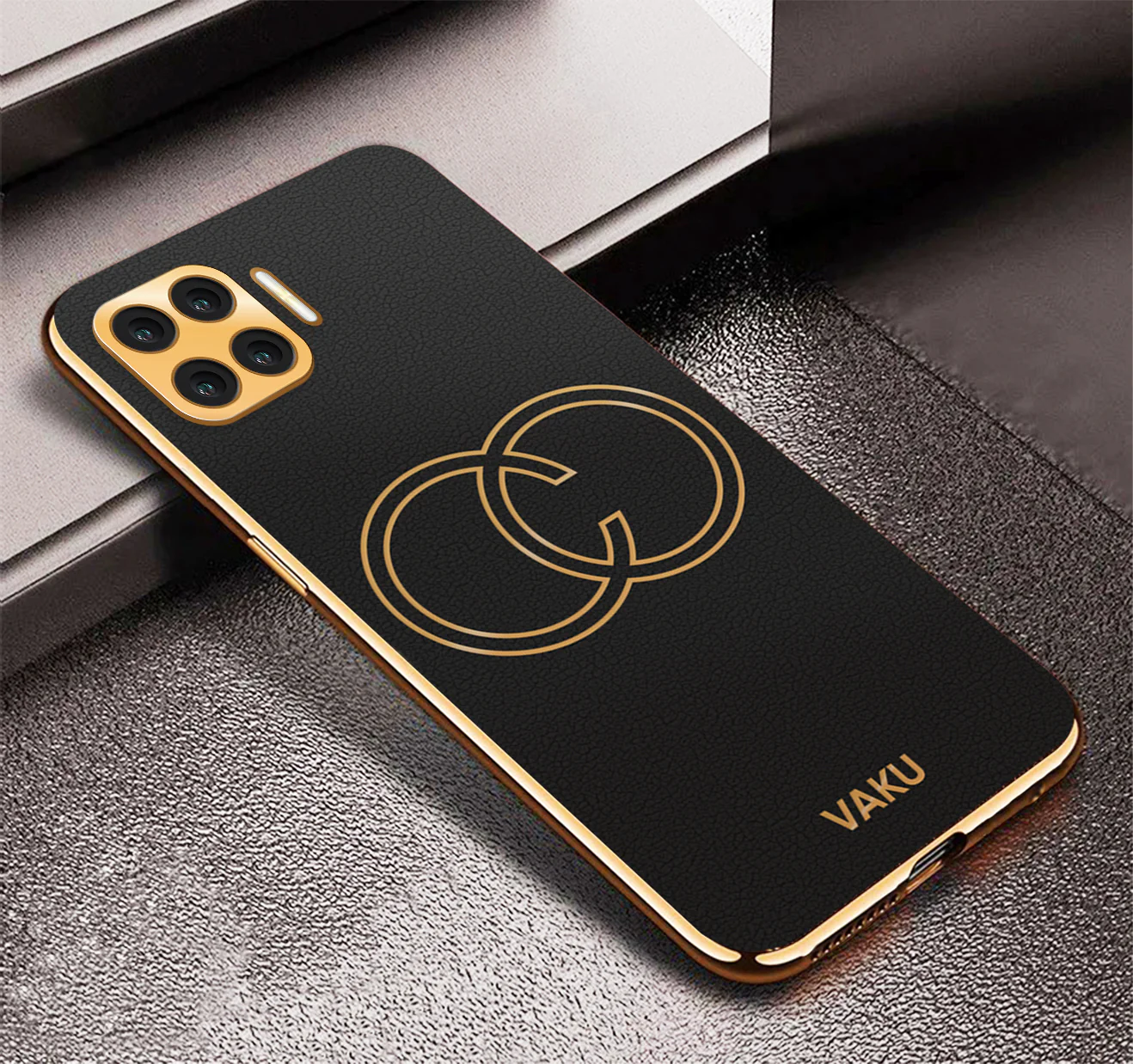 VakuĀ® Oppo F17 Skylar Leather Pattern Gold Electroplated Soft TPU Back Cover - Image 12