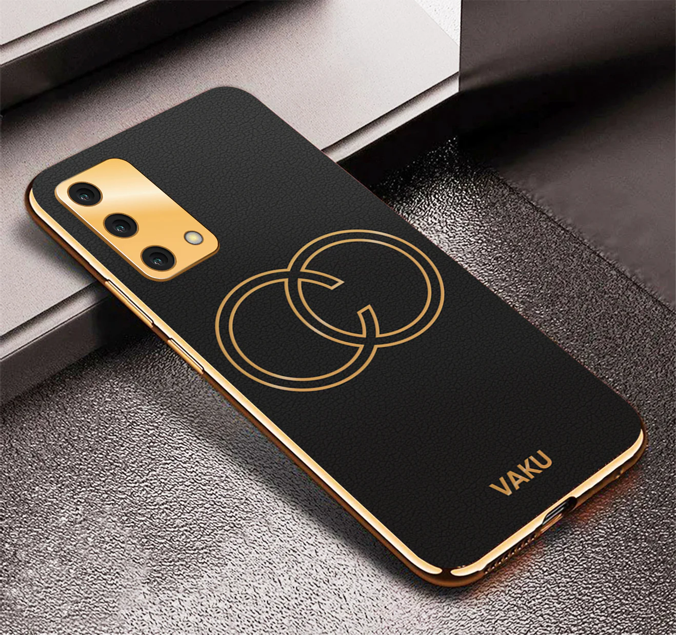 VakuĀ® Oppo F19s Skylar Leather Pattern Gold Electroplated Soft TPU Back Cover - Image 10