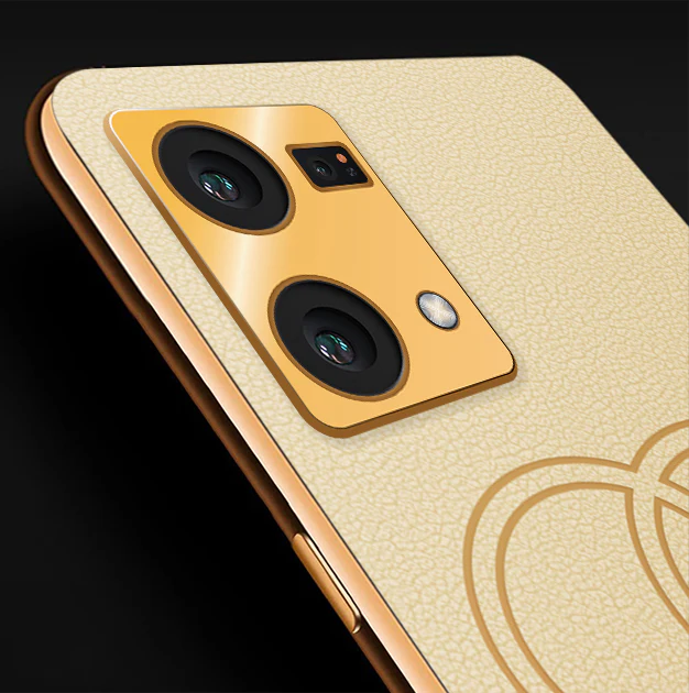 VakuĀ® Oppo F21 Pro Skylar Leather Pattern Gold Electroplated Soft TPU Back Cover - Image 2