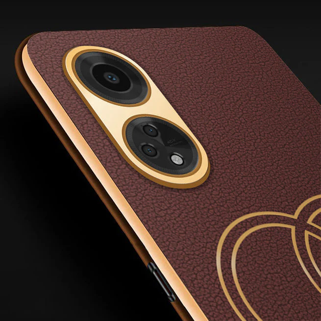 VakuĀ® Oppo F23 5G Skylar Leather Pattern Gold Electroplated Soft TPU Back Cover - Image 2