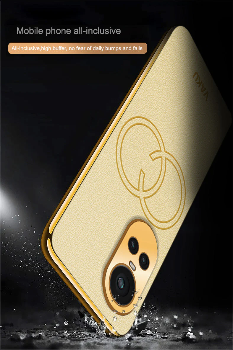 VakuĀ® Oppo Reno10 5G Skylar Leather Pattern Gold Electroplated Soft TPU Back Cover - Image 9