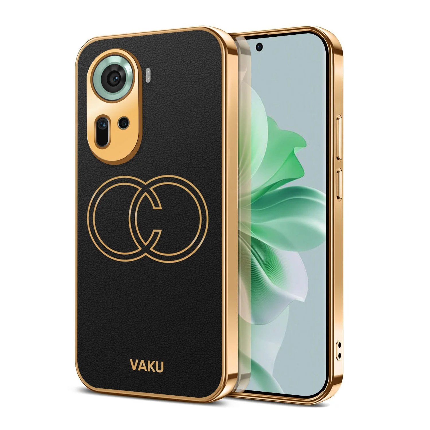 VakuĀ® Oppo Reno11 5G Skylar Leather Pattern Gold Electroplated Soft TPU Back Cover - Image 10