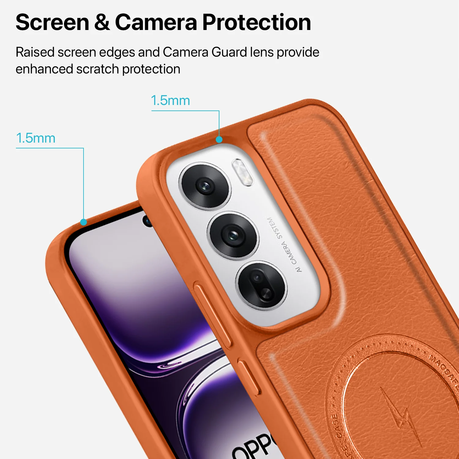 Vaku ® Oppo Reno12 5G Maxtron Leather Stitched Magnetic Magsafe Back Cover - Image 4