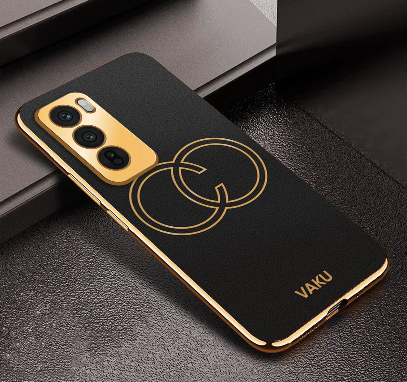 Vaku Ā® Oppo Reno12 5G Skylar Leather Pattern Gold Electroplated Soft TPU Back Cover - Image 13
