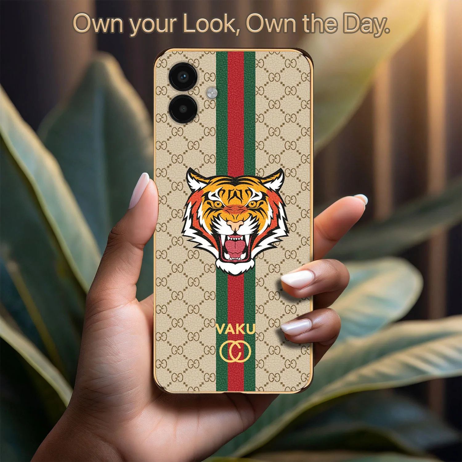 VakuĀ® Samsung Galaxy A04e Lynx Line Leather Stitched Gold Electroplated Soft TPU Back Cover Case - Image 11