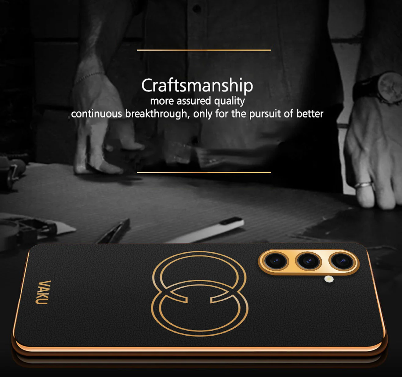 Vaku® Samsung Galaxy A04s Skylar Leather Pattern Gold Electroplated Soft TPU Back Cover - Image 6