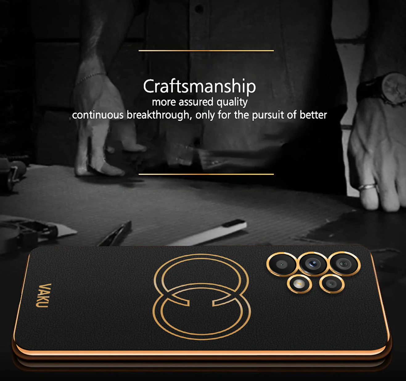 Vaku ® Samsung Galaxy A13 Skylar Leather Pattern Gold Electroplated Soft TPU Back Cover - Image 14
