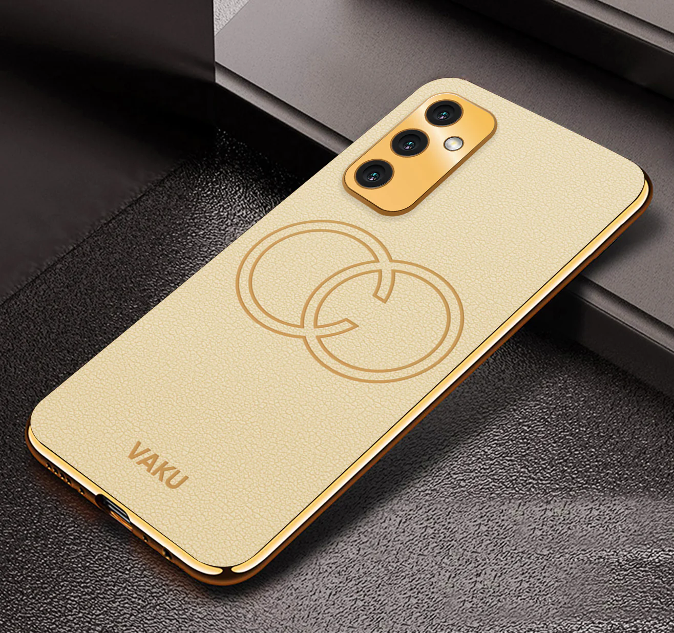 VakuĀ® Samsung Galaxy A14 5G Skylar Leather Pattern Gold Electroplated Soft TPU Back Cover