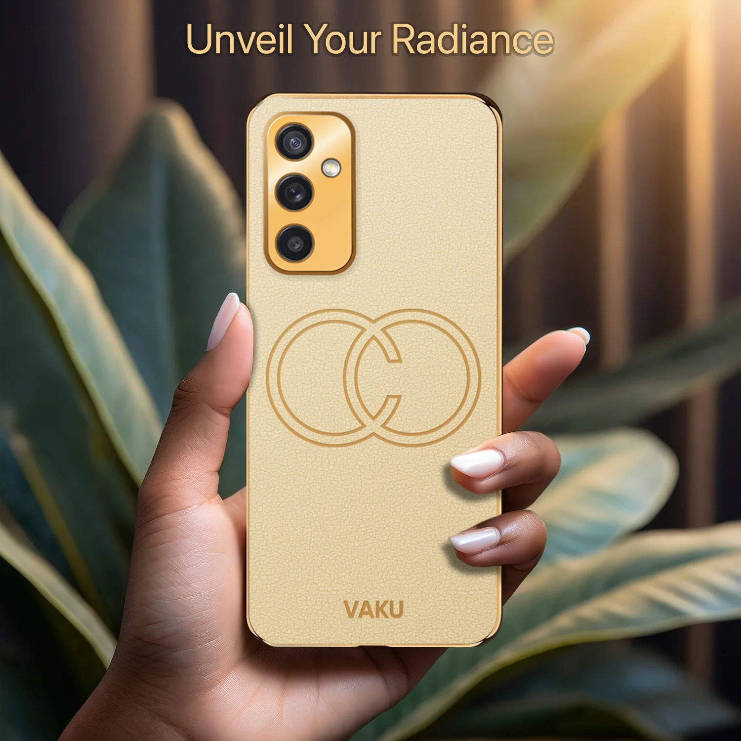 VakuĀ® Samsung Galaxy A14 5G Skylar Leather Pattern Gold Electroplated Soft TPU Back Cover - Image 13