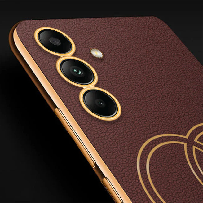VakuĀ® Samsung Galaxy A15 5G Skylar Leather Pattern Gold Electroplated Soft TPU Back Cover - Image 10