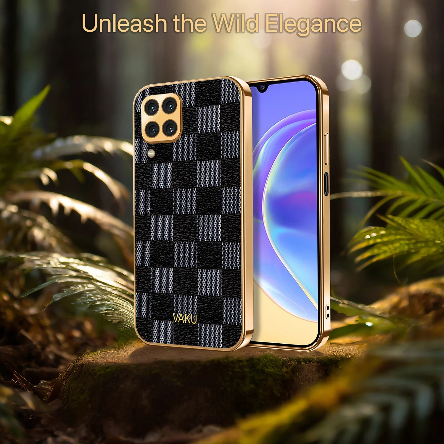 Vaku® Samsung Galaxy A22 4G Cheron Leather Electroplated Soft TPU Back Cover - Image 5