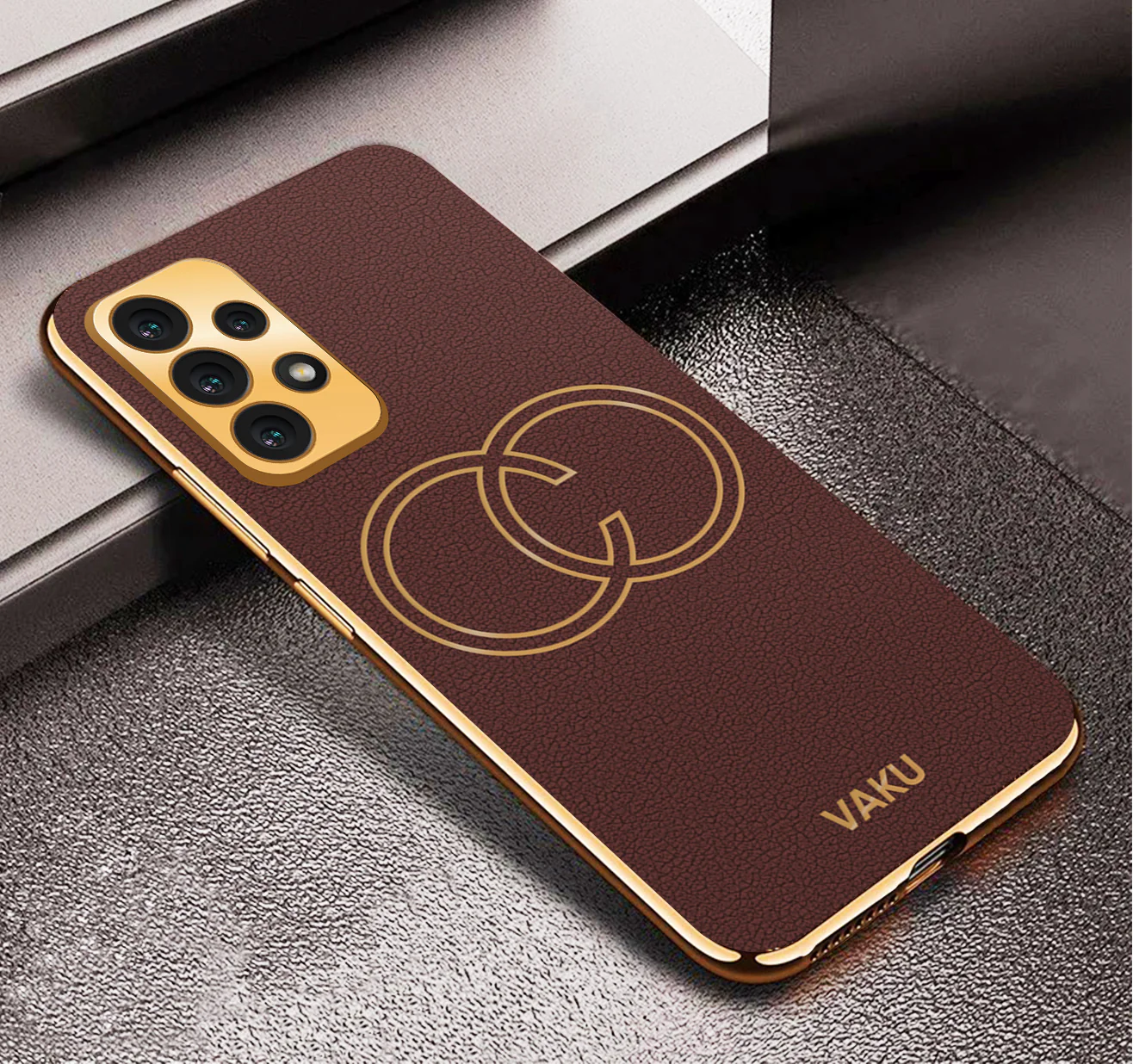 VakuĀ® Samsung Galaxy A23 4G Skylar Leather Pattern Gold Electroplated Soft TPU Back Cover - Image 11