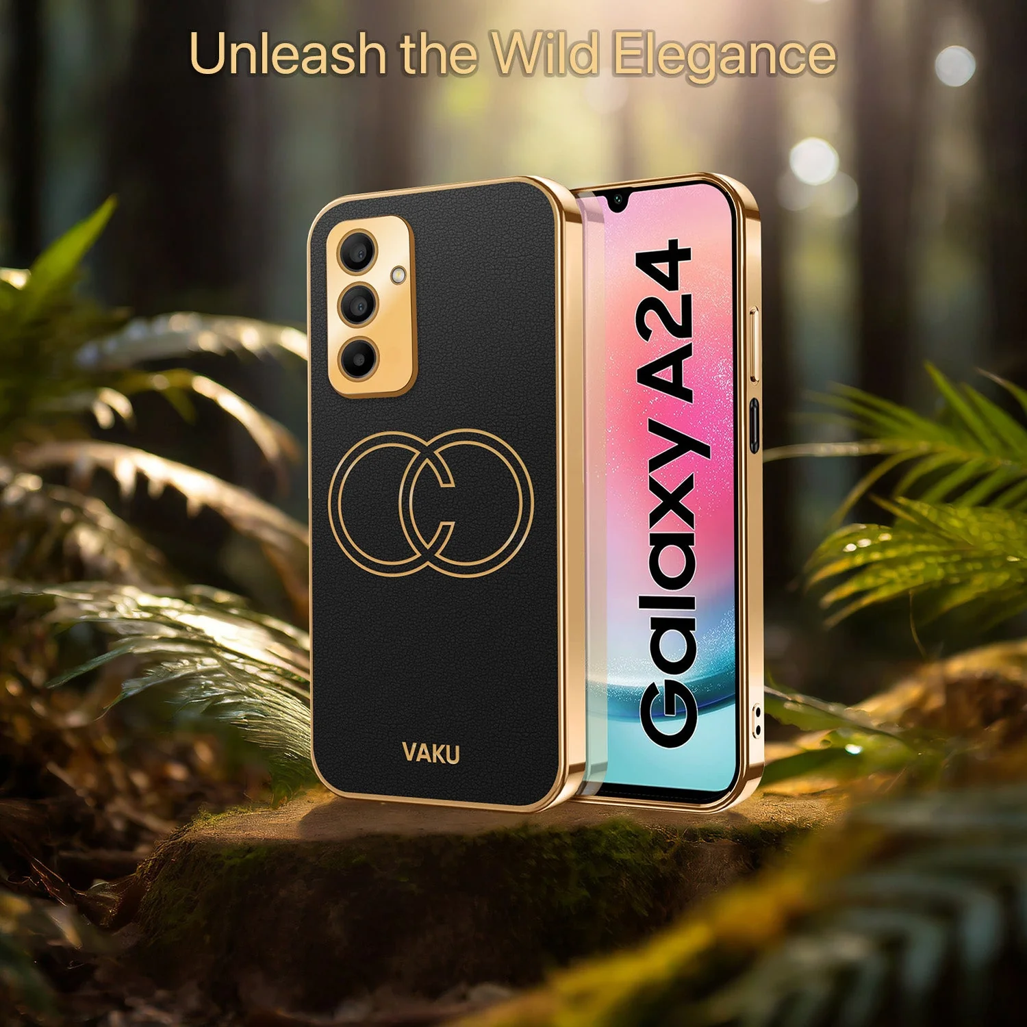 VakuĀ® Samsung Galaxy A24 4G Skylar Leather Pattern Gold Electroplated Soft TPU Back Cover - Image 11
