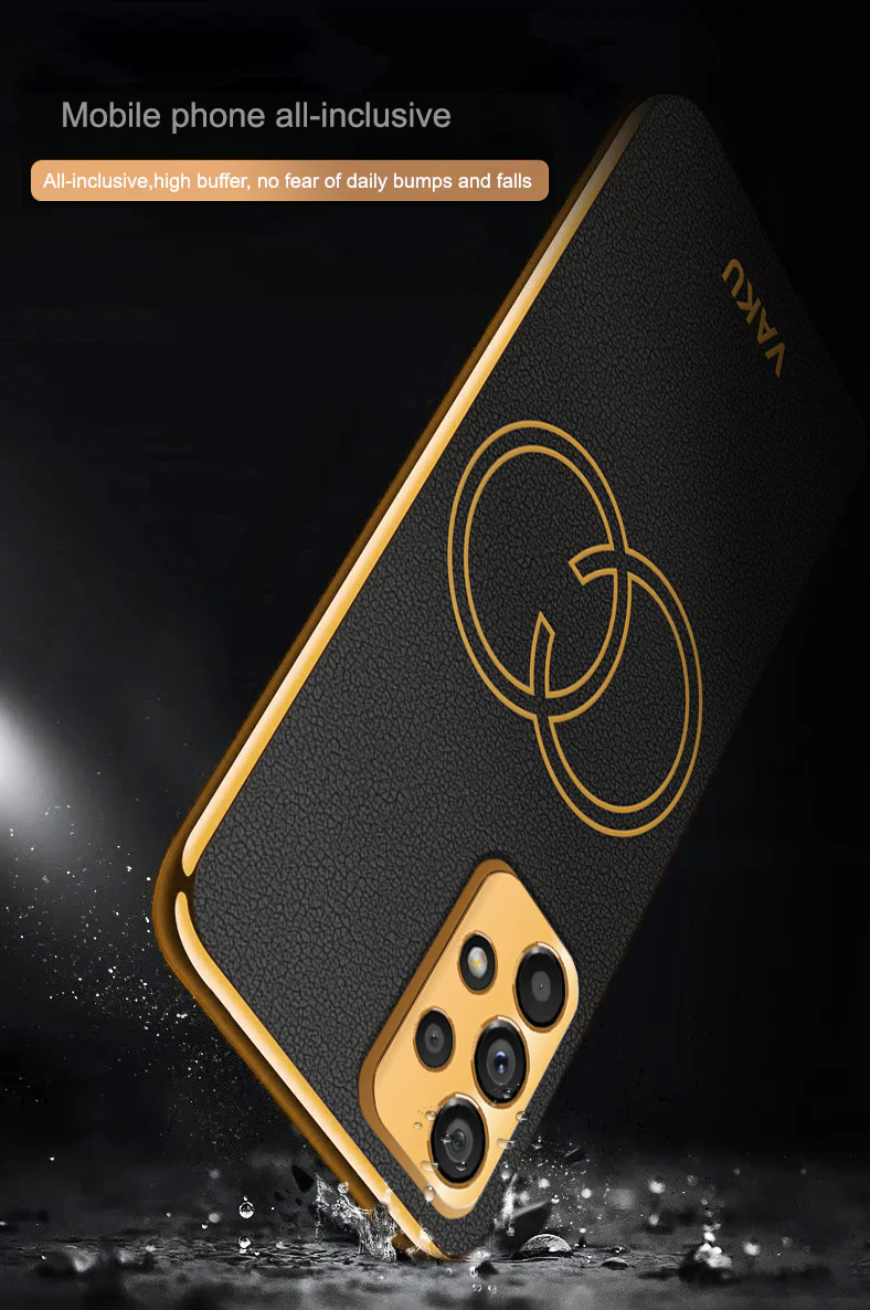 VakuĀ® Samsung Galaxy A33 5G Skylar Leather Pattern Gold Electroplated Soft TPU Back Cover - Image 9