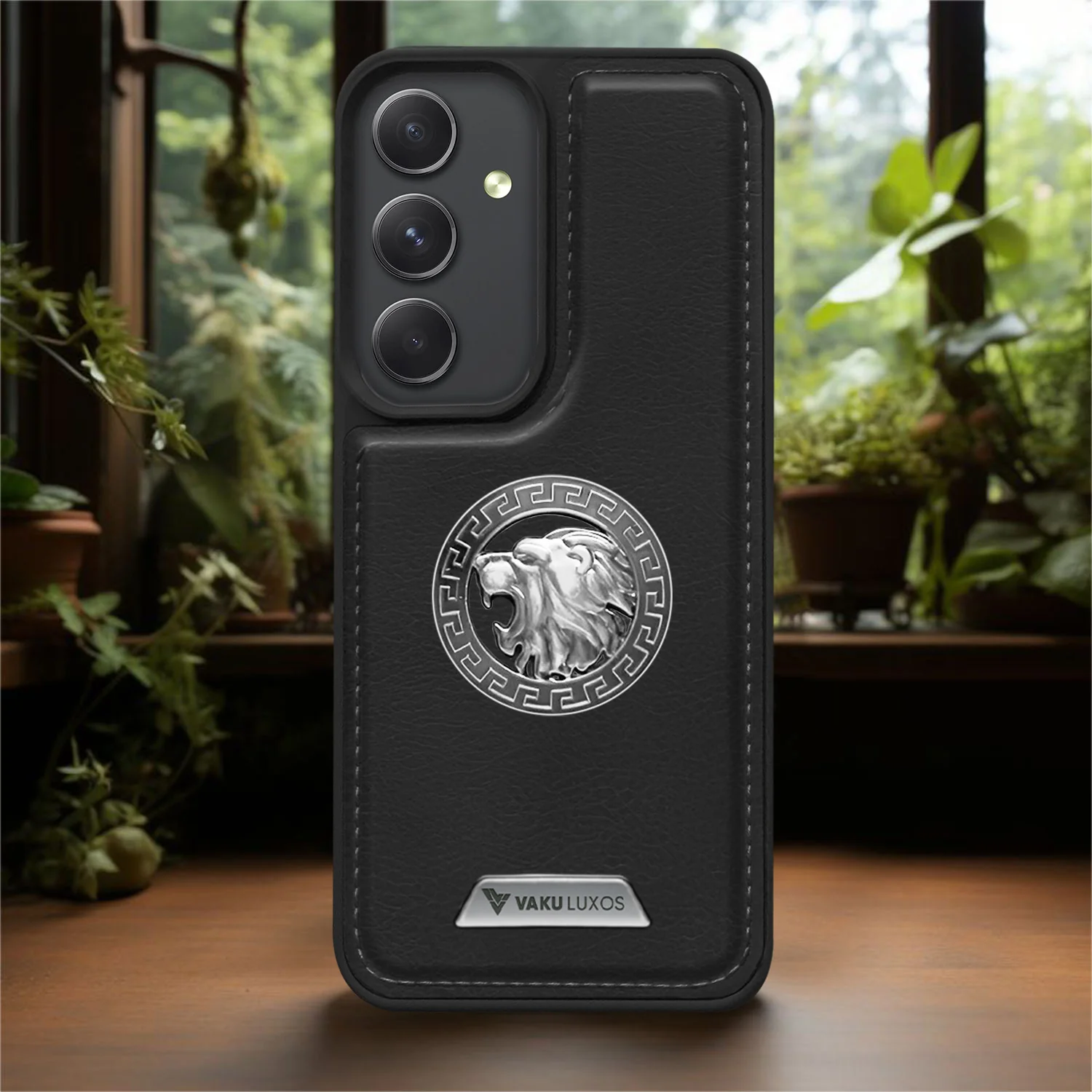Vaku ® Samsung Galaxy A34 5G Regal Shield Metal Lion Engraved Leather Back Cover - Image 10