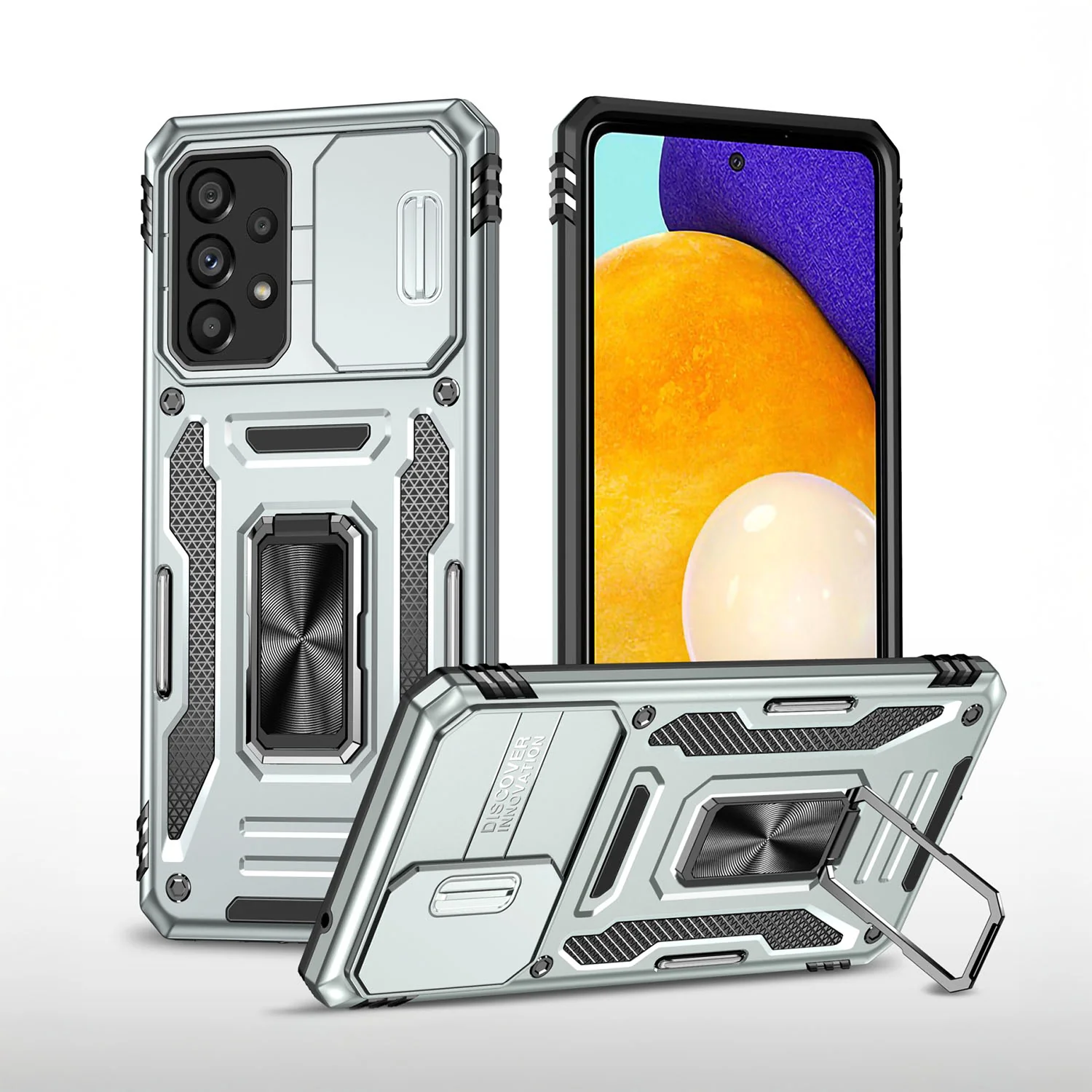 Vaku ® Samsung Galaxy A53 5G Aegis Armor Slide Camera Protection Magnetic Ring Holder Kickstand Back Cover