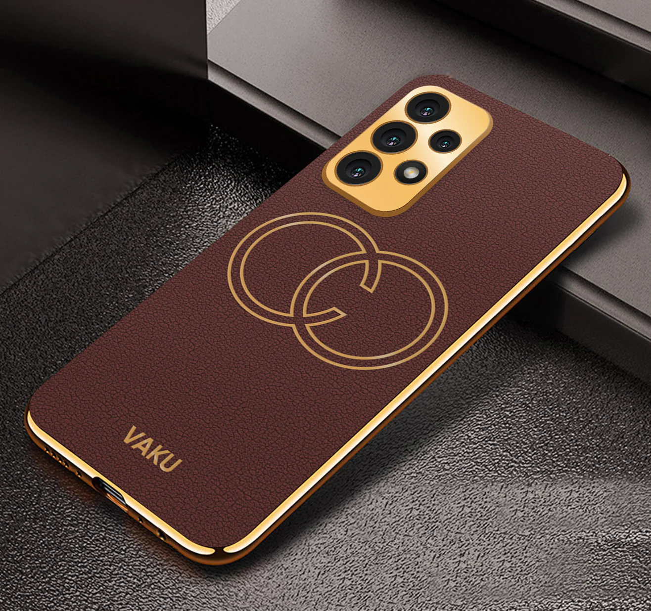 VakuĀ® Samsung Galaxy A53 5G Skylar Leather Pattern Gold Electroplated Soft TPU Back Cover - Image 7