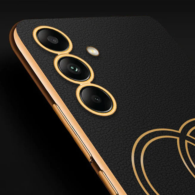 Vaku® Samsung Galaxy A54 Skylar Leather Pattern Gold Electroplated Soft TPU Back Cover - Image 2