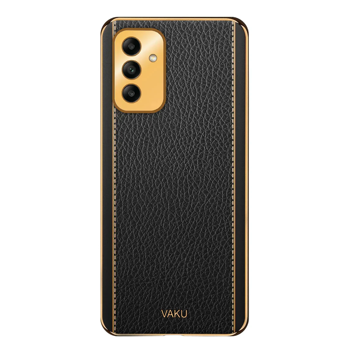 VakuĀ® Samsung Galaxy F13 Luxemberg Series Leather Stitched Gold Electroplated Soft TPU Back Cover - Image 11