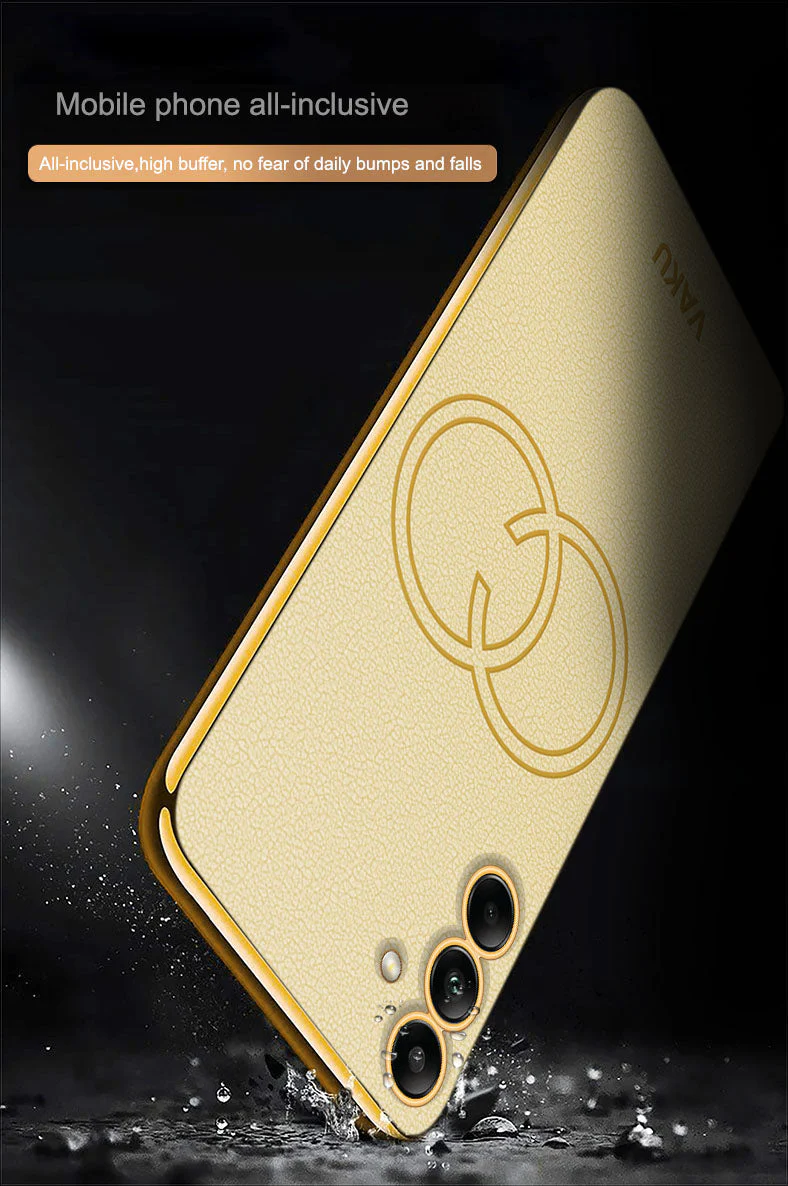 VakuĀ® Samsung Galaxy M14 5G Skylar Leather Pattern Gold Electroplated Soft TPU Back Cover - Image 10