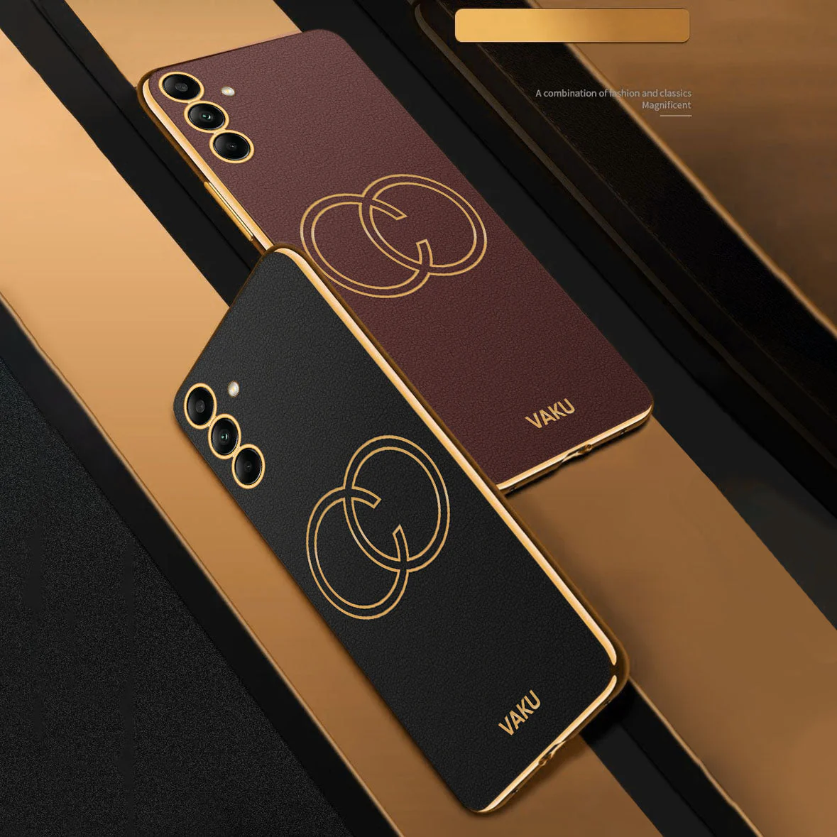 VakuĀ® Samsung Galaxy M14 5G Skylar Leather Pattern Gold Electroplated Soft TPU Back Cover - Image 14
