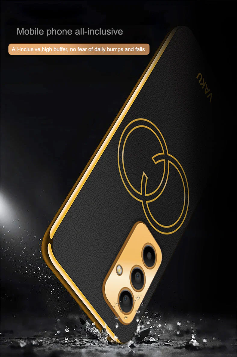 Vaku ® Samsung Galaxy M34 5G Skylar Leather Pattern Gold Electroplated Soft TPU Back Cover - Image 5