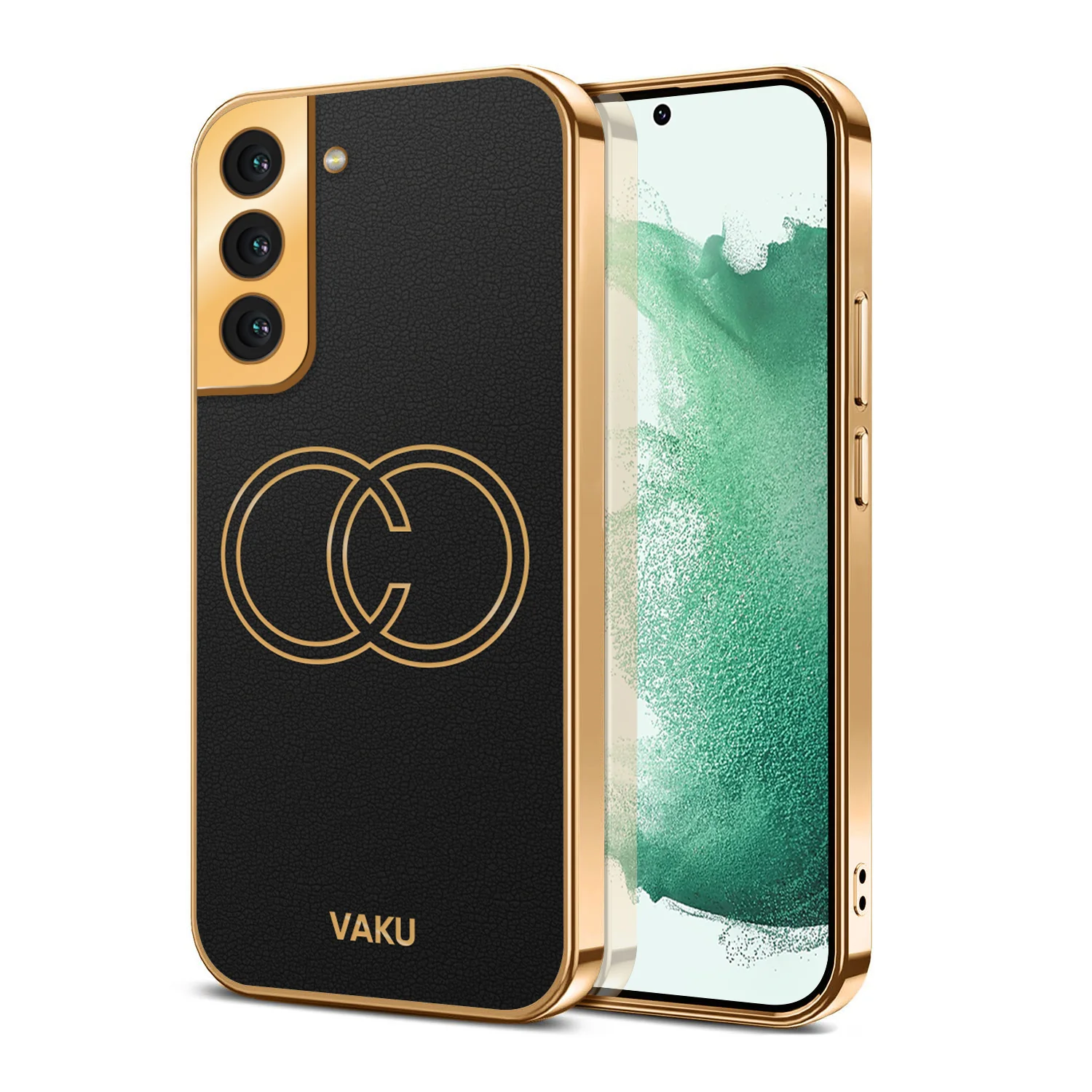 Vaku® Samsung Galaxy S22 Skylar Leather Pattern Gold Electroplated Soft TPU Back Cover - Image 16