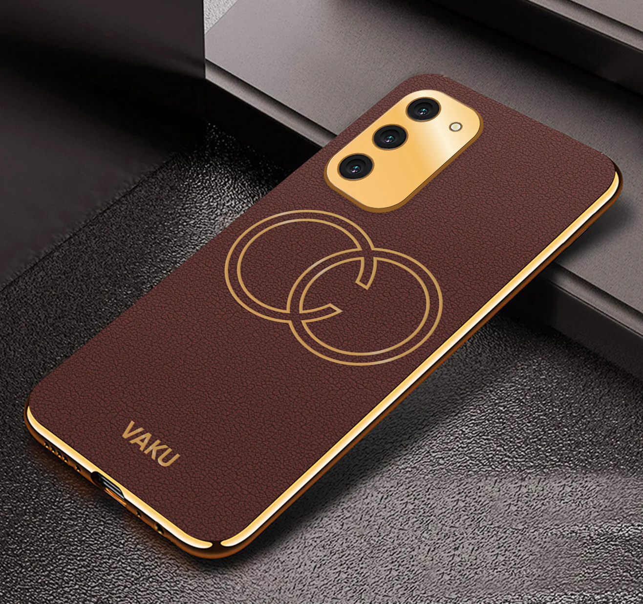 Vaku® Samsung Galaxy S23 Skylar Leather Pattern Gold Electroplated Soft TPU Back Cover - Image 8