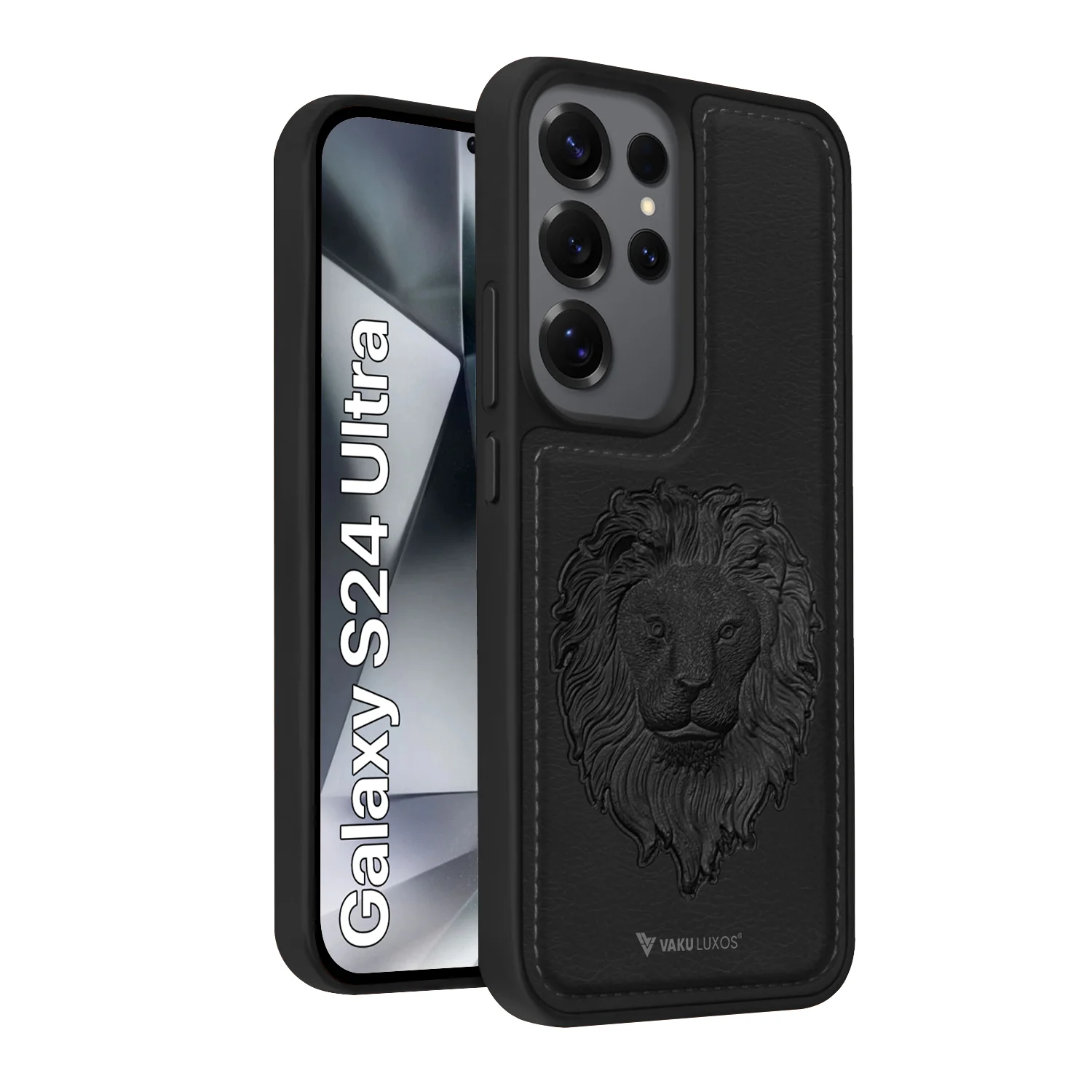 Vaku Ā® Samsung Galaxy S24 Ultra Lion Embossed Luxury Designer Leather Back Cover - Image 2