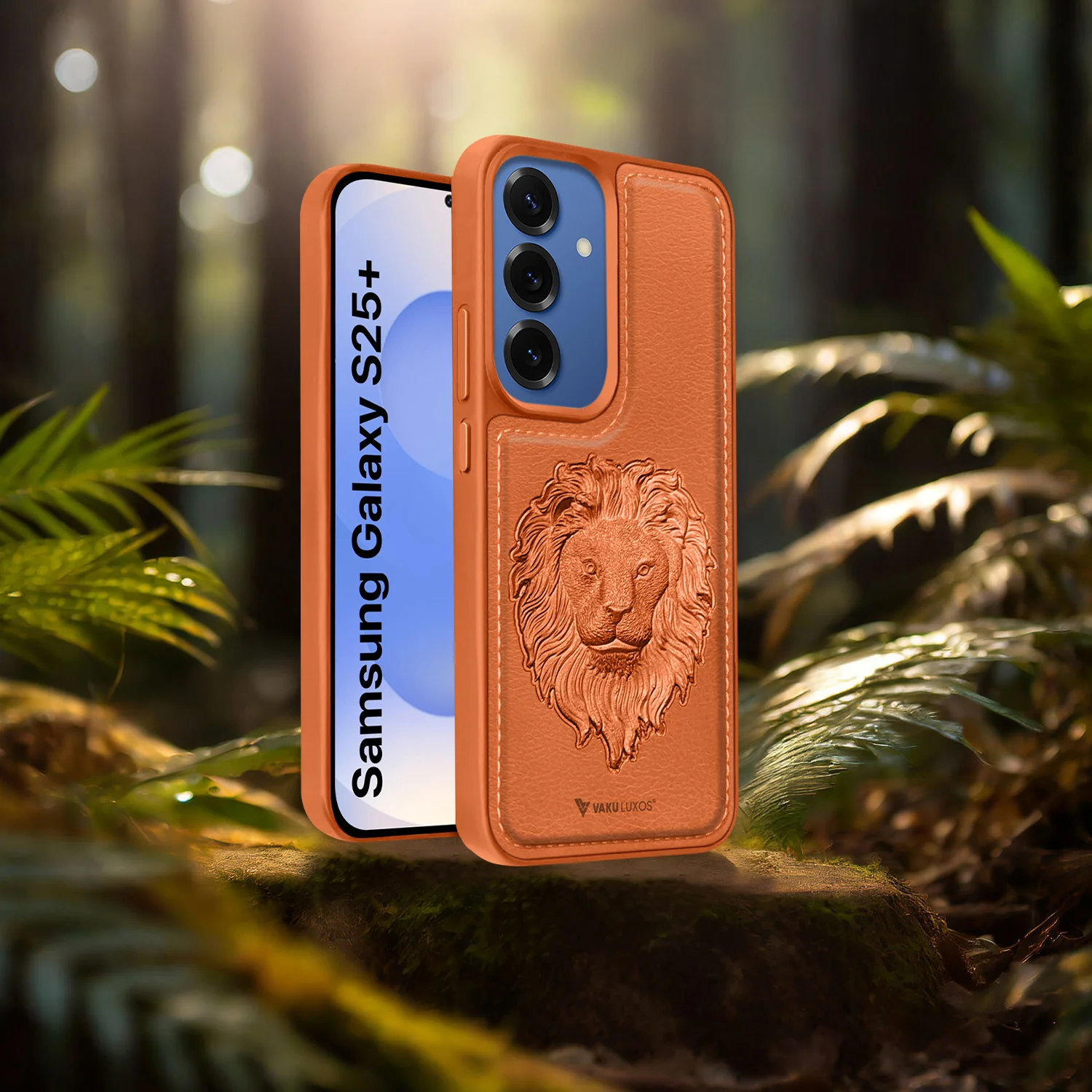 Vaku ® Samsung Galaxy S25 Plus Lion Embossed Luxury Designer Leather Back Cover - Image 13