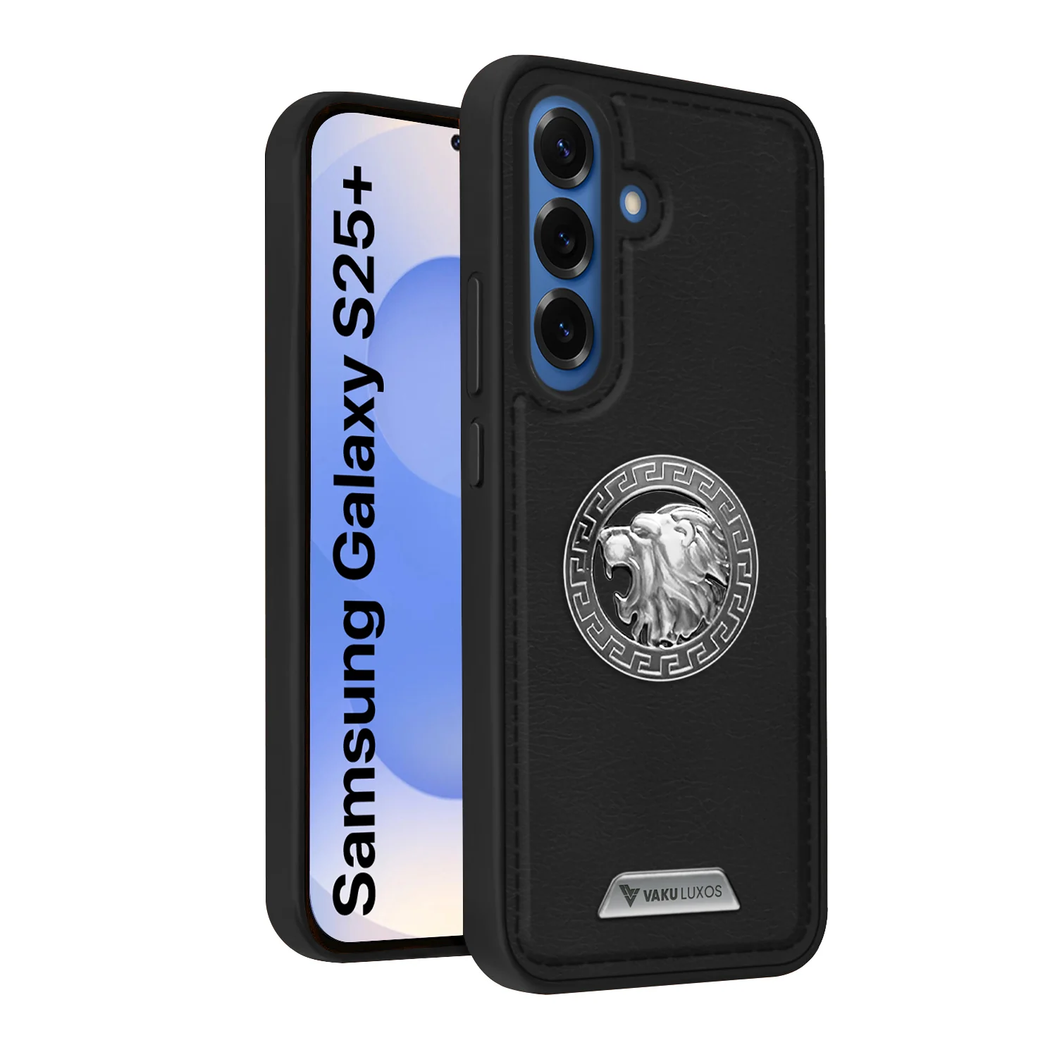 Vaku Ā® Samsung Galaxy S25 Plus Regal Shield MetalĀ Lion Engraved Leather Back Cover - Image 8