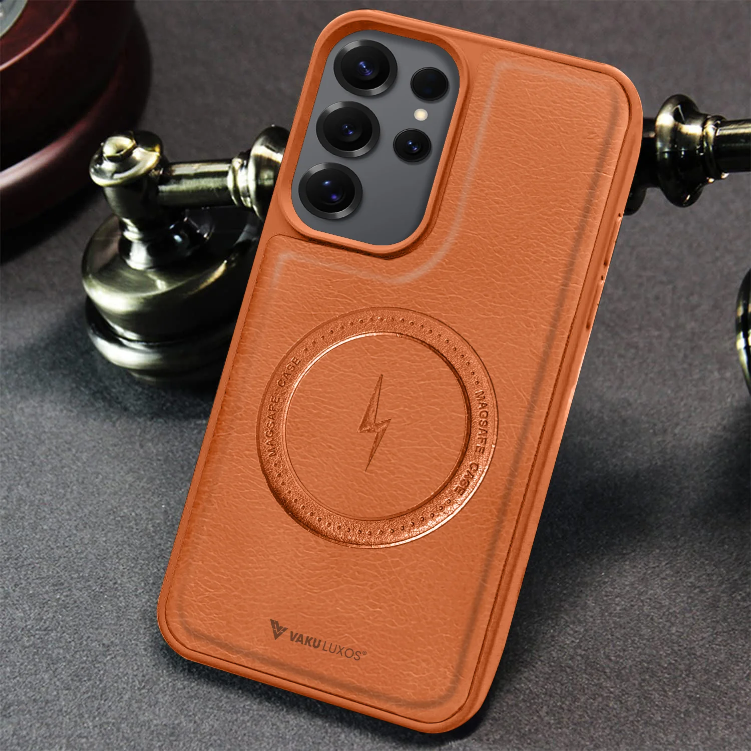 Vaku ® Samsung Galaxy S25 Ultra Maxtron Leather Stitched Magnetic Magsafe Back Cover - Image 14