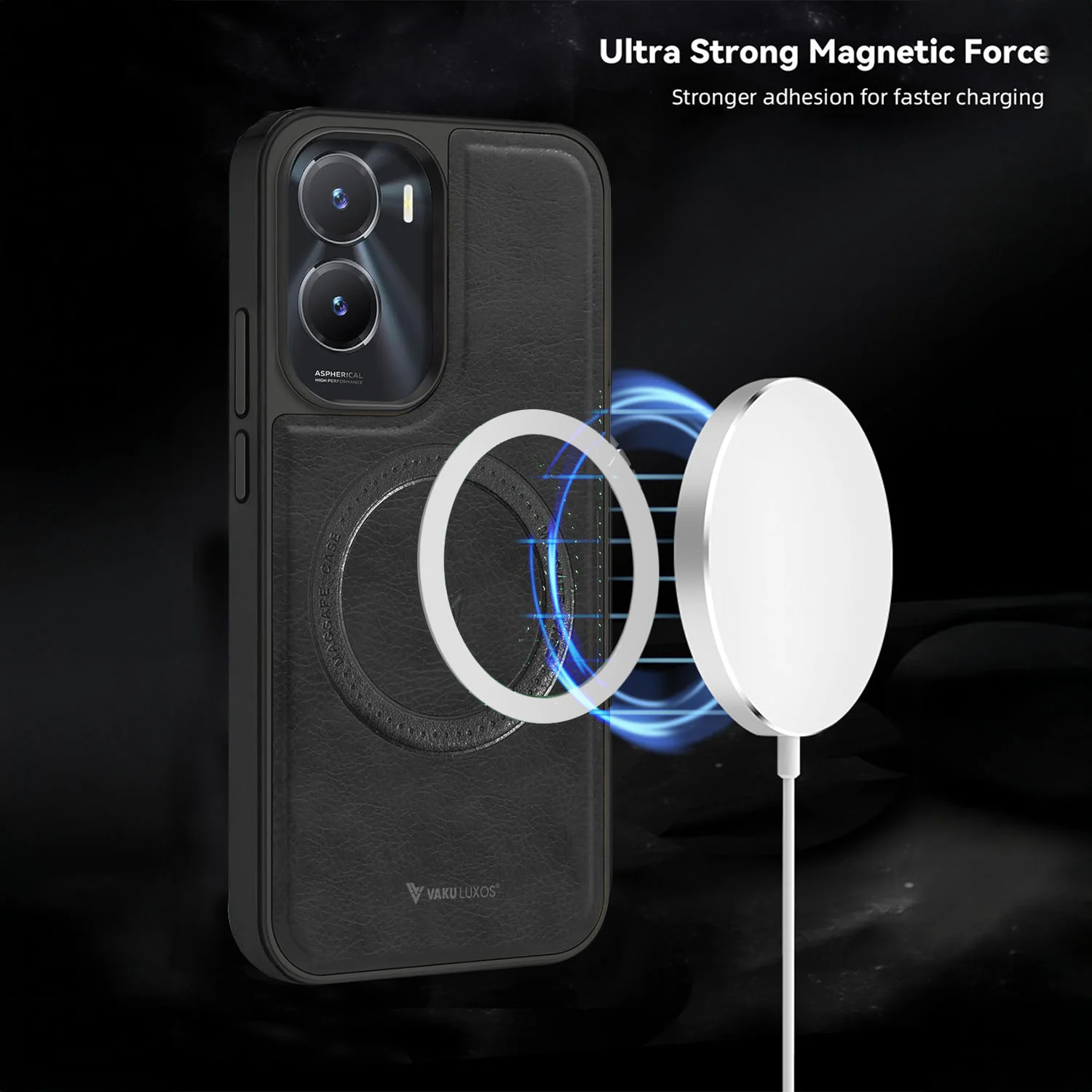 Vaku ® Vivo T2x 5G Maxtron Leather Stitched Magnetic Magsafe Back Cover - Image 10