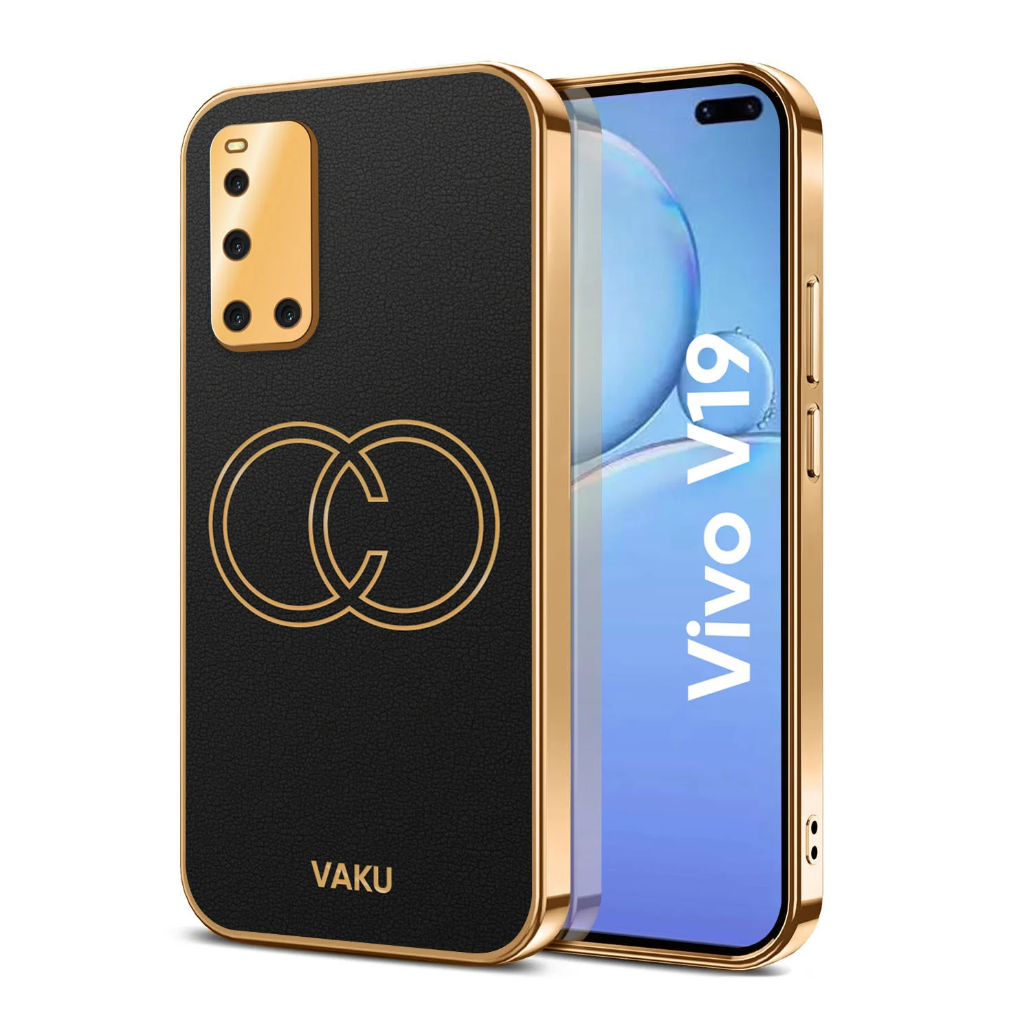 VakuĀ® Vivo V19 Skylar Leather Pattern Gold Electroplated Soft TPU Back Cover - Image 13