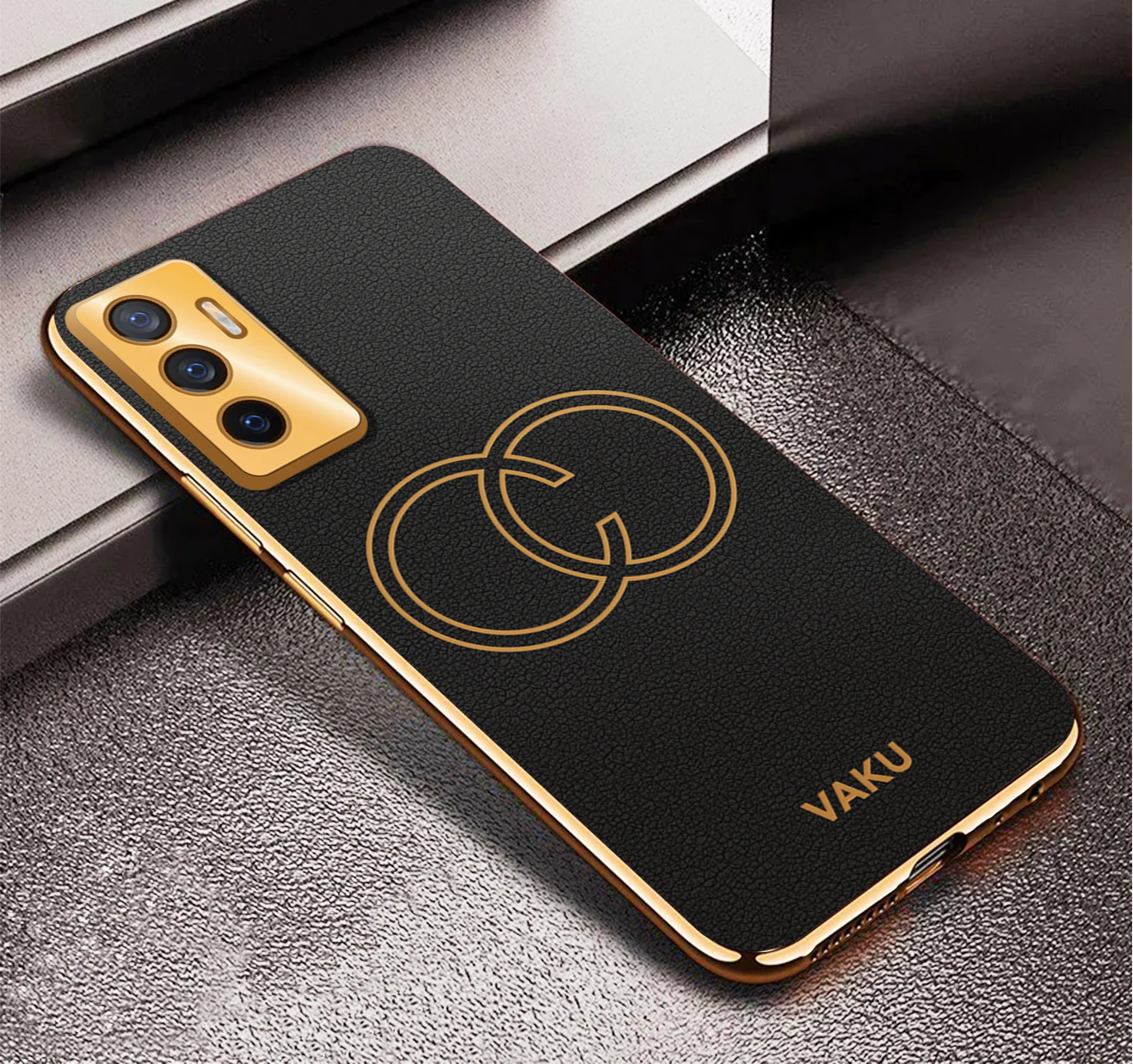 VakuĀ® Vivo V23e 5G Skylar Leather Pattern Gold Electroplated Soft TPU Back Cover - Image 10