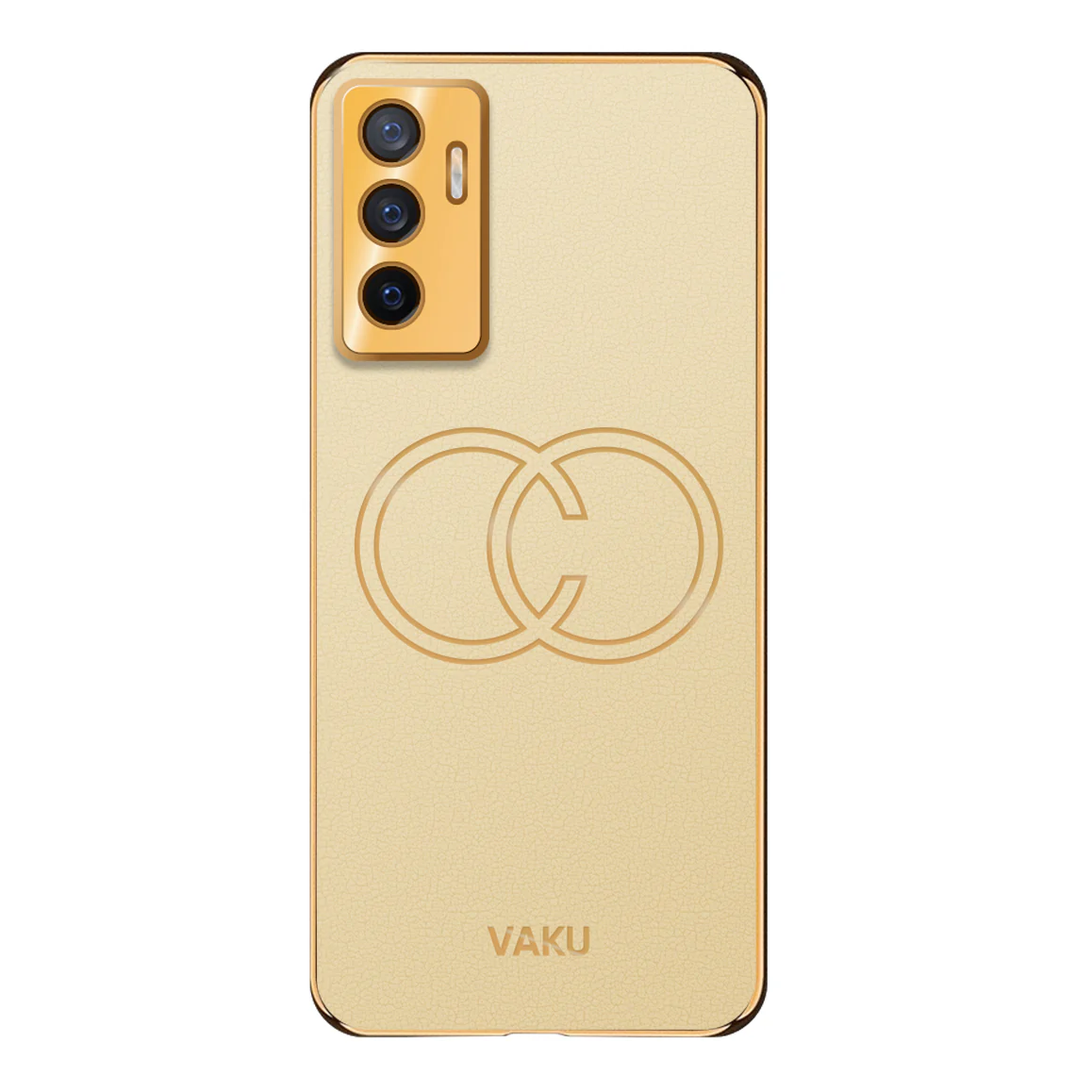 VakuĀ® Vivo V23e 5G Skylar Leather Pattern Gold Electroplated Soft TPU Back Cover - Image 4