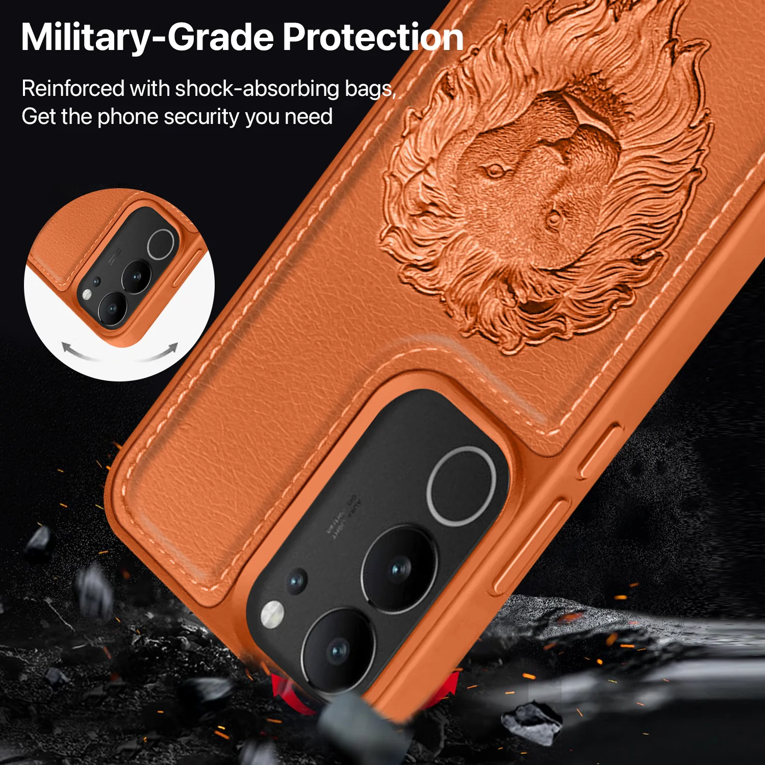 Vaku Ā® Vivo V29 5G Lion Embossed Luxury Designer Leather Back Cover - Image 2