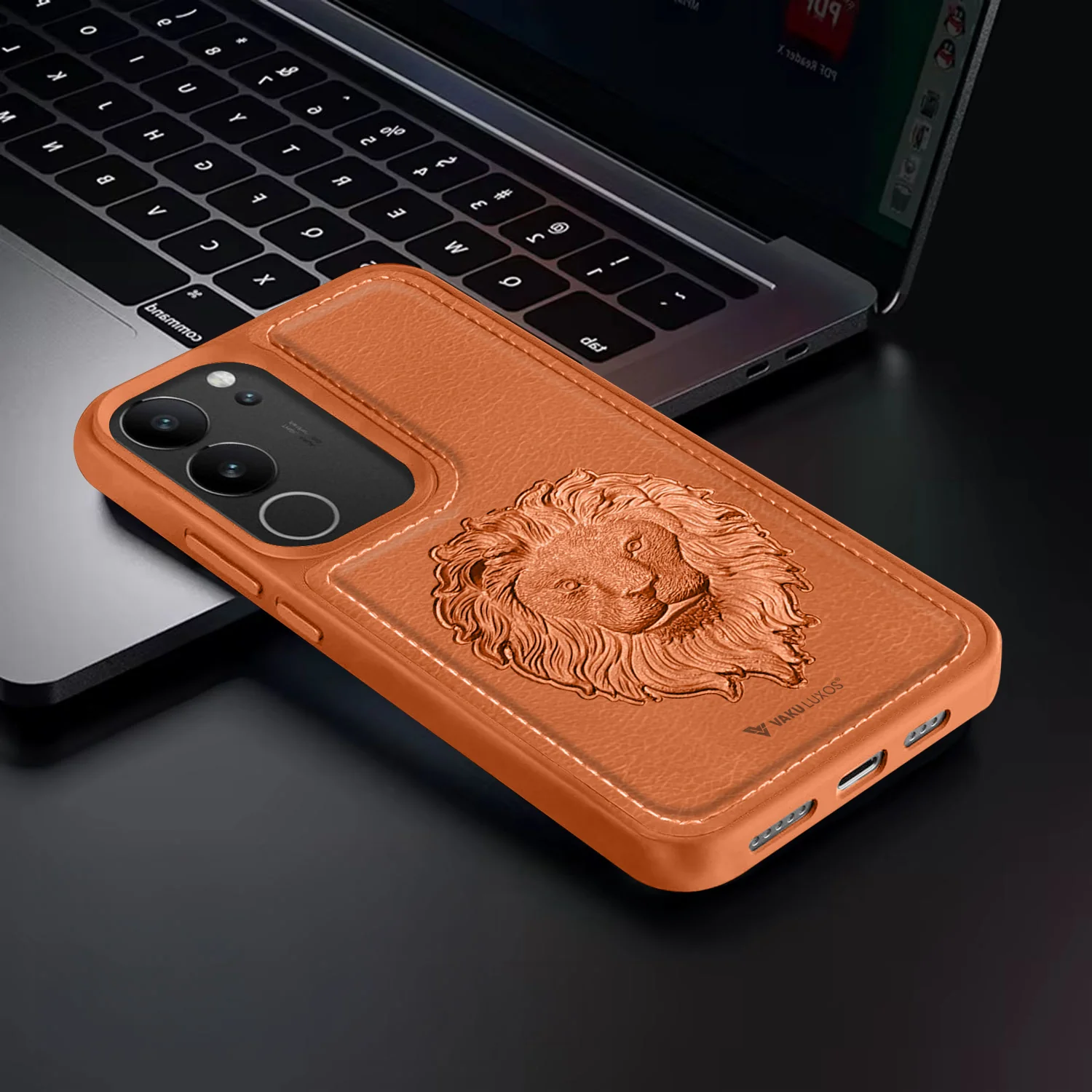 Vaku Ā® Vivo V29 5G Lion Embossed Luxury Designer Leather Back Cover - Image 9